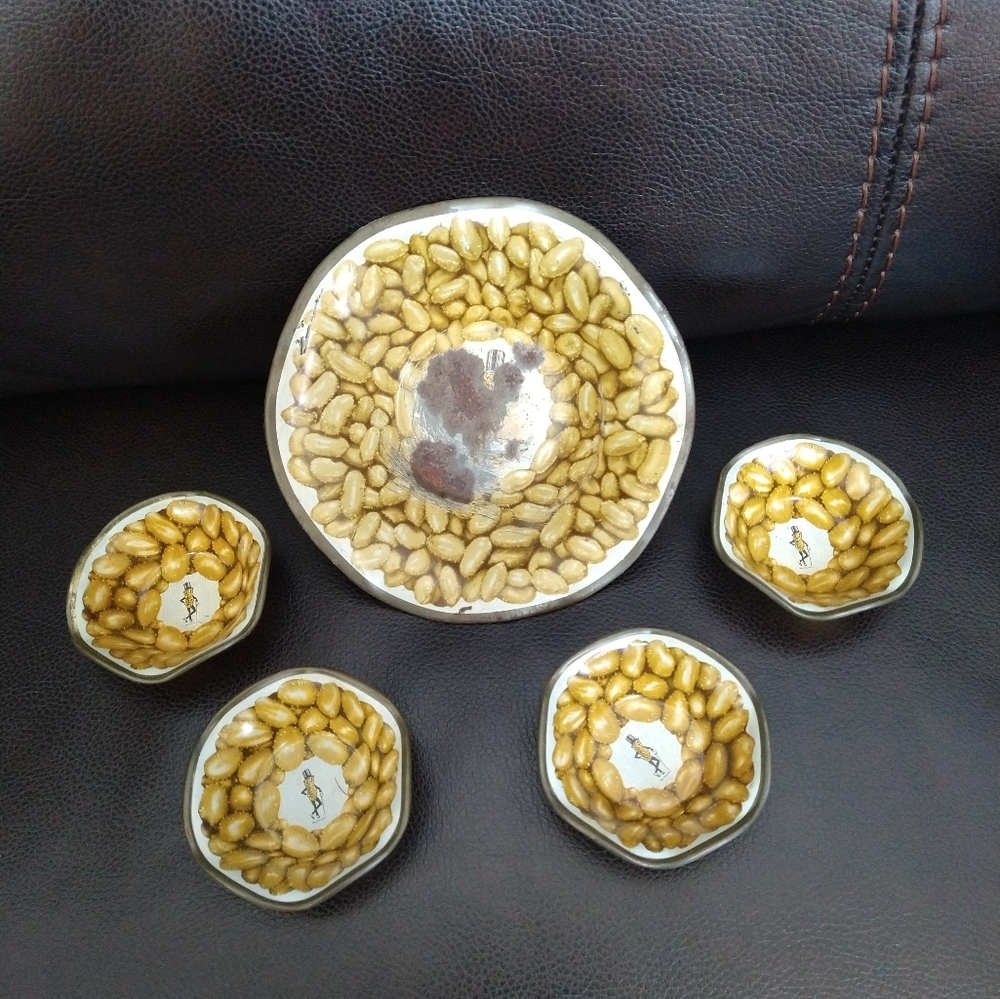 Vintage Planters Mr. Peanut Tin Dish Set